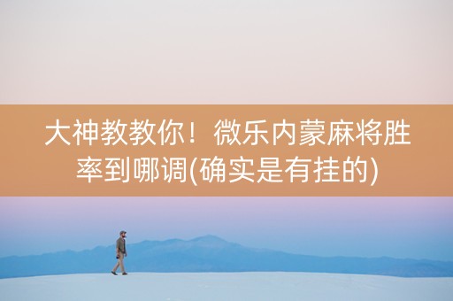 大神教教你！微乐内蒙麻将胜率到哪调(确实是有挂的)
