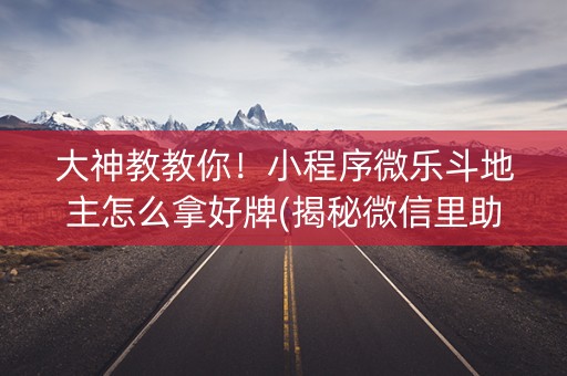 大神教教你！小程序微乐斗地主怎么拿好牌(揭秘微信里助赢神器购买)