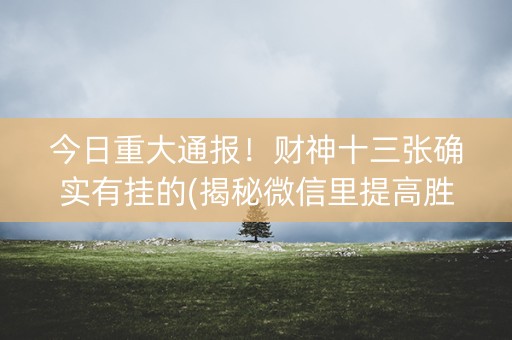 今日重大通报！财神十三张确实有挂的(揭秘微信里提高胜率)