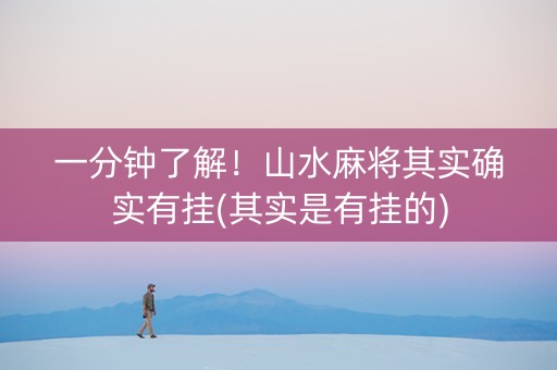 一分钟了解！山水麻将其实确实有挂(其实是有挂的)