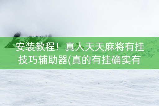 安装教程！真人天天麻将有挂技巧辅助器(真的有挂确实有挂)
