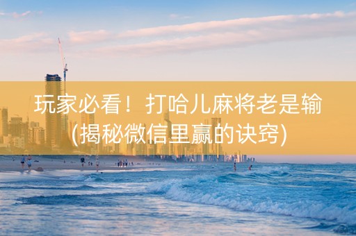 玩家必看！打哈儿麻将老是输(揭秘微信里赢的诀窍)