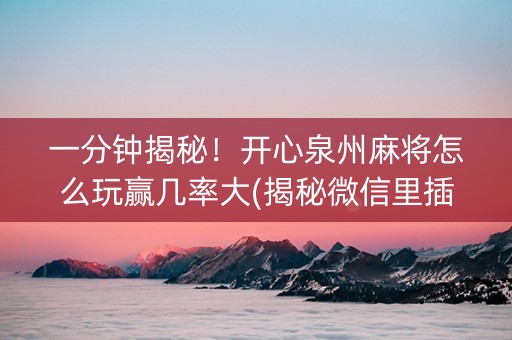一分钟揭秘！开心泉州麻将怎么玩赢几率大(揭秘微信里插件下载)