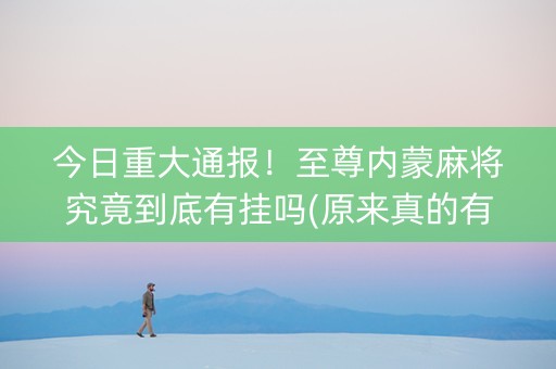 今日重大通报！至尊内蒙麻将究竟到底有挂吗(原来真的有挂)