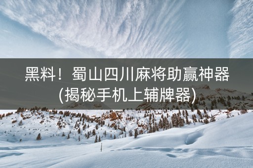 黑料！蜀山四川麻将助赢神器(揭秘手机上辅牌器)