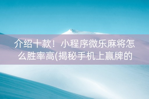 介绍十款！小程序微乐麻将怎么胜率高(揭秘手机上赢牌的技巧)