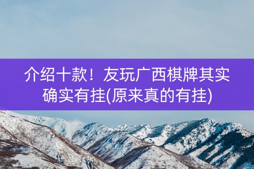 介绍十款！友玩广西棋牌其实确实有挂(原来真的有挂)