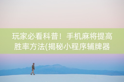 玩家必看科普！手机麻将提高胜率方法(揭秘小程序辅牌器)