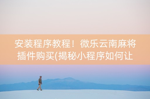 安装程序教程！微乐云南麻将插件购买(揭秘小程序如何让牌变好)