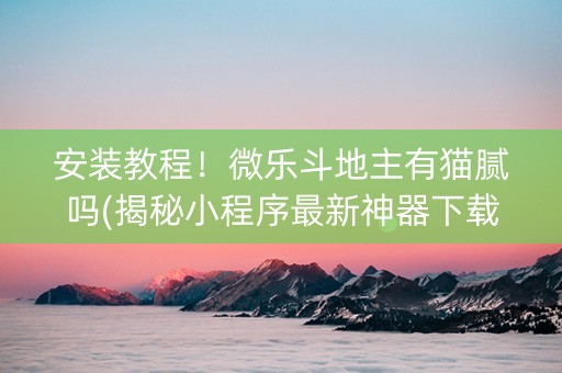 安装教程！微乐斗地主有猫腻吗(揭秘小程序最新神器下载)