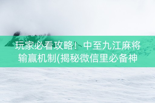 玩家必看攻略！中至九江麻将输赢机制(揭秘微信里必备神器)