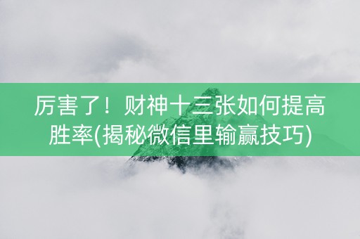厉害了！财神十三张如何提高胜率(揭秘微信里输赢技巧)