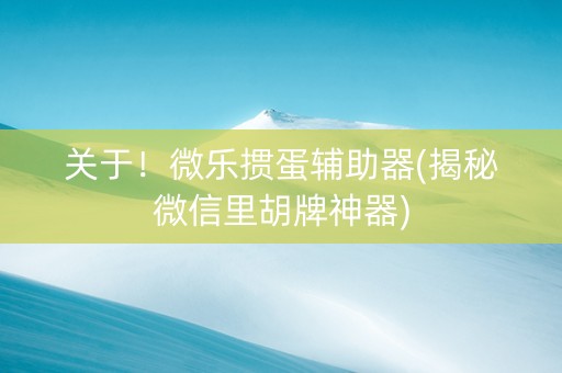 关于！微乐掼蛋辅助器(揭秘微信里胡牌神器)
