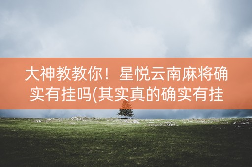 大神教教你！星悦云南麻将确实有挂吗(其实真的确实有挂)