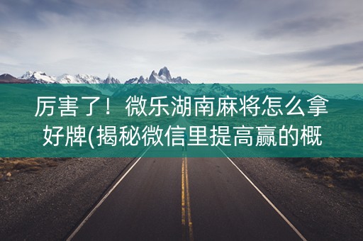 厉害了！微乐湖南麻将怎么拿好牌(揭秘微信里提高赢的概率)