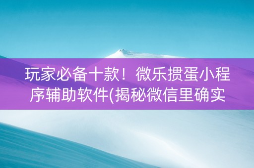 玩家必备十款！微乐掼蛋小程序辅助软件(揭秘微信里确实有猫腻)