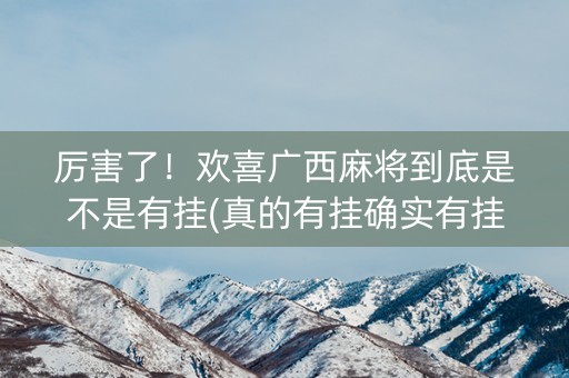 厉害了！欢喜广西麻将到底是不是有挂(真的有挂确实有挂)