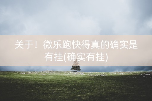 关于！微乐跑快得真的确实是有挂(确实有挂)