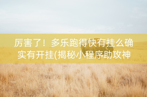 厉害了！多乐跑得快有挂么确实有开挂(揭秘小程序助攻神器)
