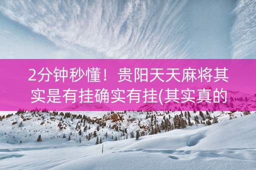 2分钟秒懂！贵阳天天麻将其实是有挂确实有挂(其实真的有挂)