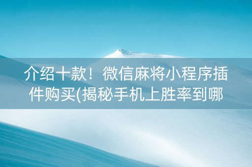 介绍十款！微信麻将小程序插件购买(揭秘手机上胜率到哪调)