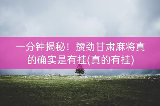 一分钟揭秘！攒劲甘肃麻将真的确实是有挂(真的有挂)