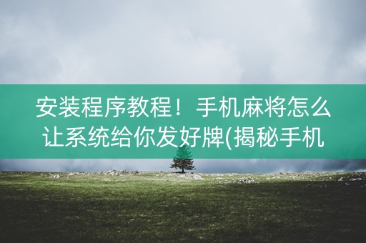安装程序教程!手机麻将怎么让系统给你发好牌(揭秘手机上助赢神器) 安装程序教程!手机麻将怎么让系统给你发好牌(揭秘手机上助赢神器)