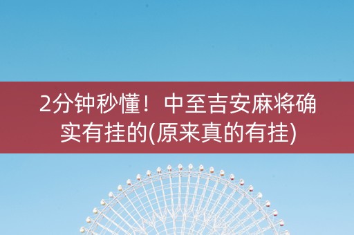 2分钟秒懂！中至吉安麻将确实有挂的(原来真的有挂)