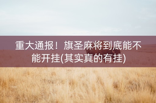 重大通报！旗圣麻将到底能不能开挂(其实真的有挂)