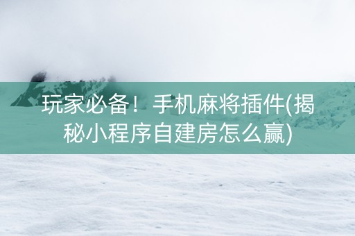 玩家必备！手机麻将插件(揭秘小程序自建房怎么赢)