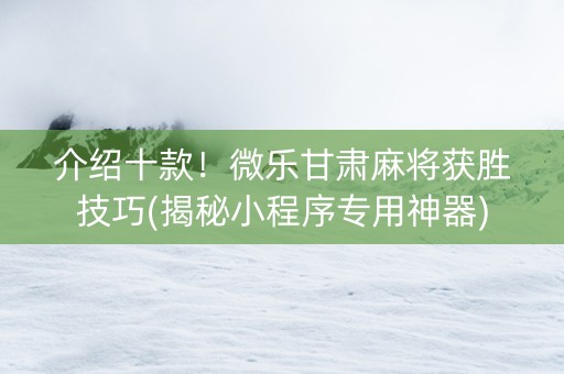介绍十款！微乐甘肃麻将获胜技巧(揭秘小程序专用神器)