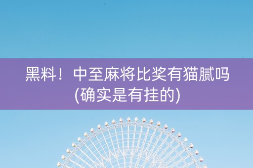 黑料！中至麻将比奖有猫腻吗(确实是有挂的)