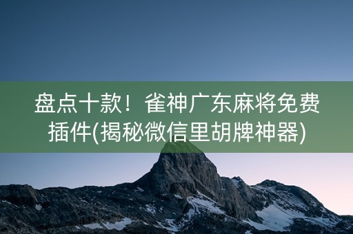 盘点十款！雀神广东麻将免费插件(揭秘微信里胡牌神器)