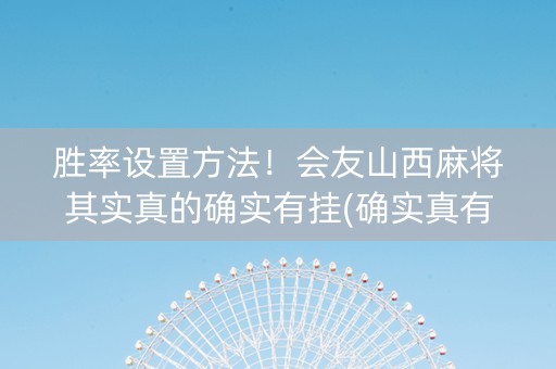 胜率设置方法！会友山西麻将其实真的确实有挂(确实真有挂)