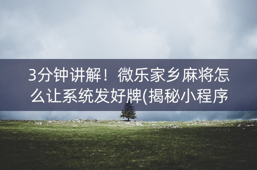 3分钟讲解！微乐家乡麻将怎么让系统发好牌(揭秘小程序助赢神器购买)