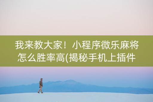我来教大家！小程序微乐麻将怎么胜率高(揭秘手机上插件免费)