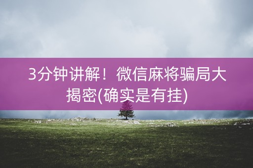 3分钟讲解！微信麻将骗局大揭密(确实是有挂)