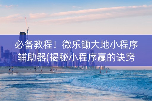 必备教程！微乐锄大地小程序辅助器(揭秘小程序赢的诀窍)