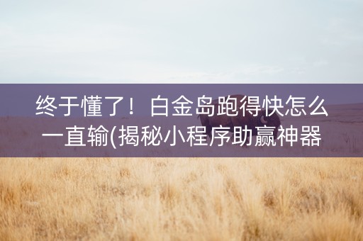 终于懂了！白金岛跑得快怎么一直输(揭秘小程序助赢神器购买)
