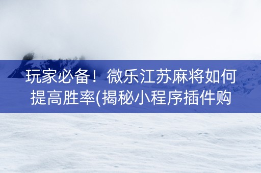 玩家必备！微乐江苏麻将如何提高胜率(揭秘小程序插件购买)