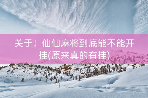 关于！仙仙麻将到底能不能开挂(原来真的有挂)
