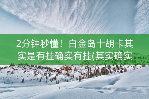 2分钟秒懂！白金岛十胡卡其实是有挂确实有挂(其实确实有挂)