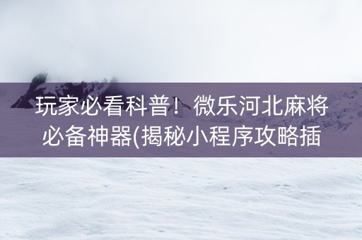 玩家必看科普！微乐河北麻将必备神器(揭秘小程序攻略插件)
