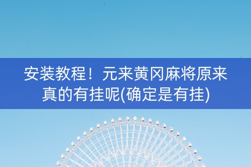 安装教程！元来黄冈麻将原来真的有挂呢(确定是有挂)
