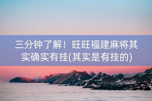 三分钟了解！旺旺福建麻将其实确实有挂(其实是有挂的)