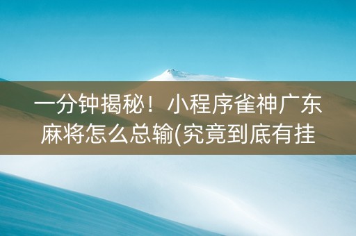 一分钟揭秘！小程序雀神广东麻将怎么总输(究竟到底有挂吗)