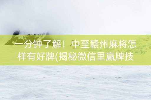 一分钟了解！中至赣州麻将怎样有好牌(揭秘微信里赢牌技巧)