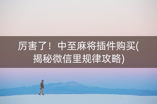 厉害了！中至麻将插件购买(揭秘微信里规律攻略)