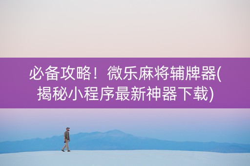 必备攻略！微乐麻将辅牌器(揭秘小程序最新神器下载)