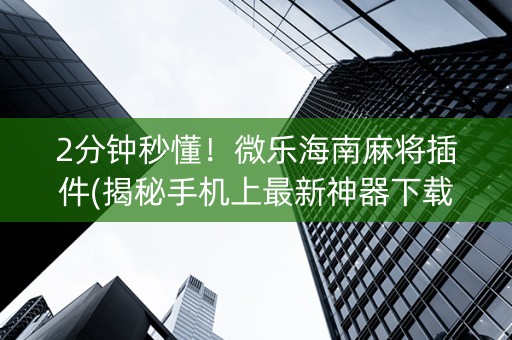 2分钟秒懂！微乐海南麻将插件(揭秘手机上最新神器下载)